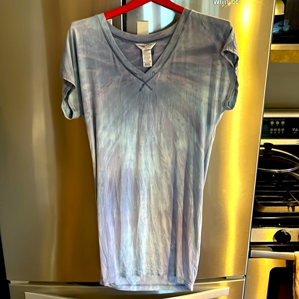 Hard Tail Forever BLUE VNECK TIE DYE T SHIRT DRESS pullover tunic SIR29 MODAL S